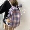 Sacs d'école japonais Preppy Junior lycée étudiant haute capacité cartable Vintage Plaid Simple sac à dos voyage sac à dos