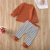 Citgeett Spring Fall Autumn Toddler Kids Baby Boy Top Tshirt Långa randiga byxor 2st -outfit Set Spring Clotle 024months 240131