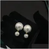 Stud Earrings Classic Double Side Simated Crystal Pearl For Women Gift Luxury Designerjewelry Drop Delivery Jewelry Ot5Dm
