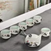 Teaware Sets Chinese Travel 7pcs Tea Ceramic Portable Porcelain Service Gaiwan Cups Ceremony Teapot Gift Box