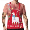 رجال القمصان مضحك عيد الميلاد تي شيرت الرجال أعلى 3D العضلات طباعة تي شيرت الأكمام o الرقبة pullover قميص كبير الحجم