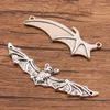 Charms 6PCS 2 Styles Wholesale Mixed Alloy Antique Bat Halloween For Jewelry Making DIY Handmade Animal Connector