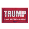 Banderas de pancarta 90X150Cm / 3X5Ft Trump 2024 Bandera Elección general de EE. UU. Banner 2 ojales de cobre Save America Again Banderas Poliéster al aire libre Dhfug