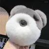 Llaveros Lindo Pequeño Perro Real Rex Conejo Piel Llavero Bola de Peluche Mujer Bolsa Colgante Coche Llavero Joyería Anillo de Metal Baratijas Niños Juguete Regalo