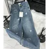 Nuevas mujeres Jeans Pantalones Clásico Bordado Carta Moda Casual Pantalones de fregado Azul Jeans largos Ropa de cuatro estaciones de calidad superior SML