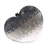 Hepburn style black mini dress heart-shaped gradient rhinestone handbag with diamond inlay dinner bag Clutch new 240203