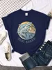 T-shirts Femmes Requin Bleu Dans La Mer Imprimer Femmes Mode Lâche Tee Tops Respirant Rue À Manches Courtes Personnalité Crewneck Vêtements