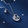 Collane con ciondolo Placcato argento 925 Nappa Cristallo Stella Luna Fascino per donna Girocollo Gioielli dichiarazione Dz147