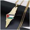 Ожерелья с подвесками из нержавеющей стали, ожерелье с картой и флагом Палестины.Доставка ювелирных подвесок Dhxpy Otn7Q