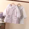 Cute Baby Girls Dresses Spring Autumn Puffle Sleeve Kids Princess Clothes Plaid Doll Collar Party Teens Wear for 6 8 10 12 Years 240130