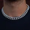 الرجال المجوهرات ميامي ستيرلنج الفضة الكوبية سلسلة الوصلة قلادة مويسانيت الماس الشق