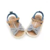 Sandals 2024 Summer Born Infant Baby Girls Princess Bowknot Shoes Soft Sole PU Cute Flats Fit For 0-18M Crib