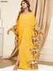 Vêtements ethniques Sisakia Batwing Abaya pour femmes musulmanes Ramadan Eid 2024 Imprimer Abayas en vrac Turquie Kaftan Oman Robe Vêtements islamiques Casual