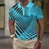 Herenpolo's Mode Polo T-shirts 3D-lijn Bedrukt Kleding Dagelijks Casual Korte mouwen Straat Designer Tops Tees Oversized overhemden