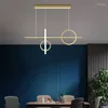 Pendellampor modern dimning LED -ljuskrona gyllene/svart ö konst fjädring ljus ljus kök vardagsrum design hängande lampa