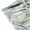 Мужские джинсы Фиолетовые фирменные джинсы Американские уличные брюки с дырками, грязной водой, брызгами чернил, прямые брюки