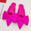 10A Quality Designer Muller Slippers with Big Bow Fashion Pointed Flat Shoes for Women Summer Outfoor Shoes 25953