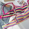 Bras Bras Sexy Bra for Women Tops Dopamine Rainbow Girl Seamless Bra Steel Ring Free Underwear Lingerie Bralette YQ240203