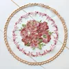 Tischsets rund Mesh Spitze Rose Blume Stickerei Tischset Pad Stoff Tasse Deckchen Esszimmer Tischset Hochzeit Weihnachten Küche