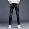 Designer-Herrenjeans Herbst und Winter schwarz bestickte Hot-Diamant-Jeans für Herren, trendige Marke, lockere und vielseitige Freizeithosen, schmale Passform, lange Hosen für Herren mit kleinem Bein