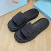 Slippers Dames Sandalen Grastouw Weven Dikke Zool Plaform Outdoor Open Teen Slides Platte strandschoenen