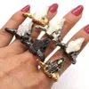 Cluster anéis cabeça de touro crânio em forma de anel material de resina bandas de casamento para mulheres e homens 6 cores ajustáveis ​​amor jóias acessórios