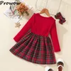 Prowow – robes de noël pour filles de 4 à 7 ans, robe à carreaux à manches longues avec nœud papillon, vêtements pour enfants