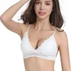 Reggiseni Set di reggiseni Donna Sexy Reggiseno sportivo in pizzo Senza anello in acciaio Beauty Back Avvolto sul petto Comfort Deep V Reggiseno elasticizzato Triangolo Coppa Biancheria intima imbottita YQ240203