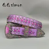 Punk Rock Colorful Rhinestones Belt Studded Western Bling Belts Y2K For Women Men Cowgirl Cowboy With Diamond Ceinture Femme 240122