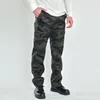 Men's Pants 2024 Pu Medium Waist Camouflage Color Waterproof Artificial Leather Straight Trousers