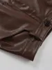 Skirts Bclout Elegant Brown Leather Long Female Fashion Solid Office Lady Slit Autumn Sexy PU Straight Women 2024