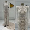 Luxurious More Pearls Mermaid Bridal Gowns Long Sleeve Wedding Dress High Neck Sequins Custom Made Bride Dresses Vestido de novia