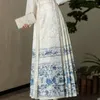 メンズTシャツXL伝統的な毎日の漢香料女子中国スタイルのスーツ刺繍袖の馬の顔のプリーツスカートファッションストリートウェア服