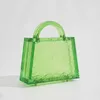 새로운 투명 사탕 컬러 형광성 녹색 패션 핸드 아크릴 가방 간단한 직사각형 저녁 가방 여성을위한 간단한 직사각형 저녁 가방 240203