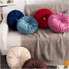 Cushion/Decorative Pillow Veet Pleated Round Pumpkin Throw Pillow For Couch Floor Cushion Decorative Home Sofa Chair Bed Car Drop Deli Dhcad