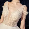 Kryształy arabskie z koralikami suknie ślubne z ramiona Przezbędny Tiul Tiul Suknia balowa księżniczka Vestido de novia Bridal Boho Country Bride Rabition