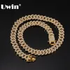 UWIN Micro pavé 12mm SLink Miami colliers cubains Hiphop hommes strass glacés bijoux de mode goutte 240125