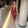 Casual Dresses Hawthaw Women Sexy Party Club Birthday Evening Bodycon Red Midi Dress 2024 Sommarkläder grossistföremål för företag