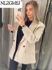 Kvinnors kostymer traf 2024 Kvinnor Double Breasted Blazer Office Lady Loose Classic Coat Sacka Jacket Kvinnliga elkläder kläder Veste Femme