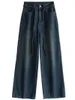 Damesjeans CHIC VEN Hoge taille met veters en wijde pijpen Denim broek Street chic Damesbroek Herfst Lente 2024