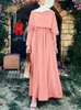 エスニック服ザンゼアファッションイスラム教徒の女性ドレスサマードバイ七面鳥ヒジャーブドレスカフタン長袖フリルアバヤサンドレスローブフェム
