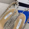 Luxury high heels rhinestone designer pumps Aquazzuras dress shoes slingback Women stiletto sandals party wedding shoes with box