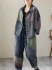 Damen Zweiteilige Hosen Max LuLu Frühling Koreanische Damenmode Outfits 2024 Damen Denim Stücke Sets Vintage Lose Bedruckte Jacken Lässig