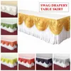 Tafelrok Hemelsblauw Ijszijde Inclusief Top Swag Draperie Banket Bruiloft Tafelkleed Plint Evenement Feest Kerstdecoratie