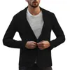 Men's Suits Men Blazer Coat Autumn Solid Long Sleeve Pockets Cotton Linen Slim One Button Casual Jacket For Wedding Costume Homme