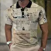 Herrpolos vintage polo skjorta 3d Spaper Print Högkvalitativ män Kläder Löst överdimensionerad och blus daglig CHORT SCEVE