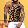 Heren Tanktops Tie Dye Zomervest 3d Gedrukt Kleurrijke Tie-dye Luipaardprint Slim Fit O-hals Top Voor Gym Fitness