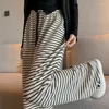 Pantaloni da donna GIDYQ Nero Bianco a righe Gamba larga Donna Coreano Allentato Casual Pantaloni a vita alta Y2k Streetwear Harajuku Hip Hop Pant