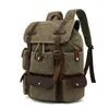 Backpack Casual Vintage Canvas Leather Waterproof Travel Mochila Masculina Rucksack Men Waxed Laptop Bag