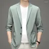 Mäns kostymer solskyddskläder män 2024 Ice Silk Lightweight Spring and Summer Thin Blazer Jacket Smart Casual Man Suit